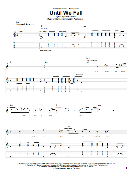Download Audioslave Until We Fall Sheet Music and learn how to play Guitar Tab PDF digital score in minutes