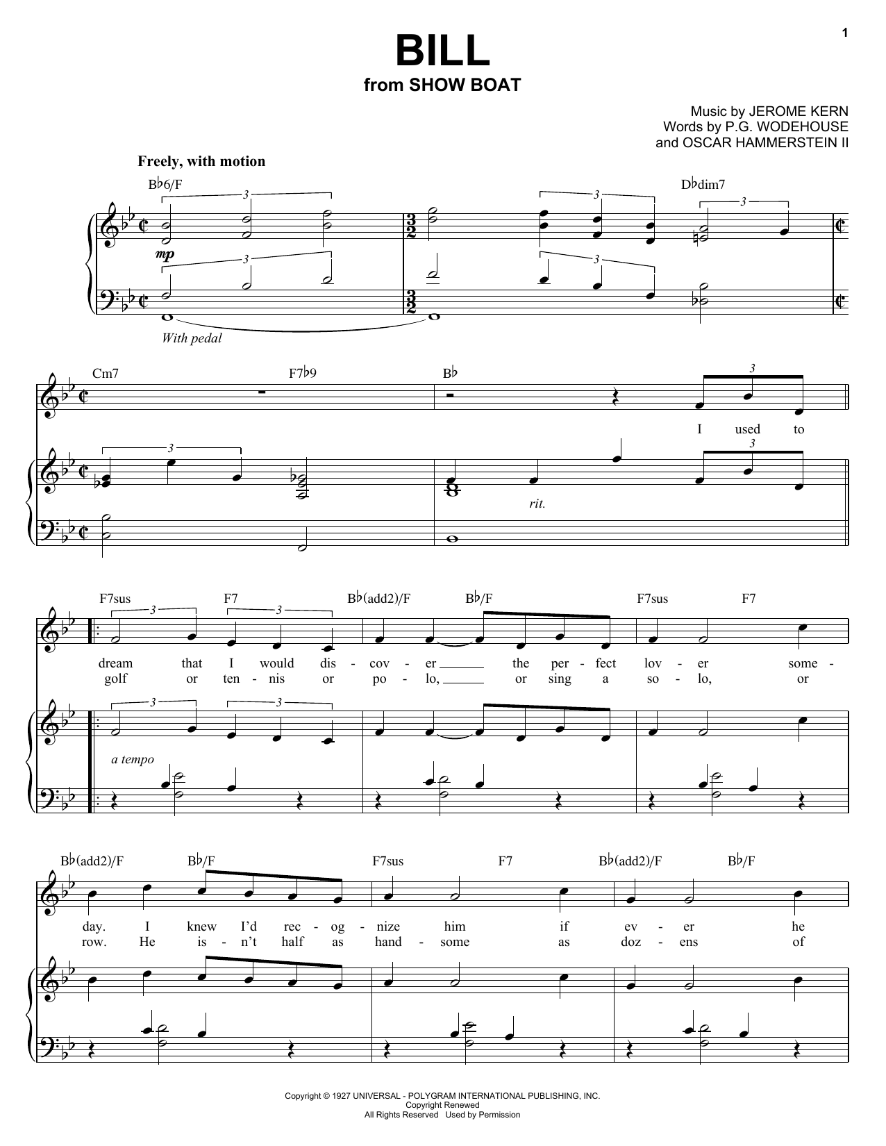 Download Audra McDonald Bill Sheet Music and learn how to play Piano, Vocal & Guitar (Right-Hand Melody) PDF digital score in minutes