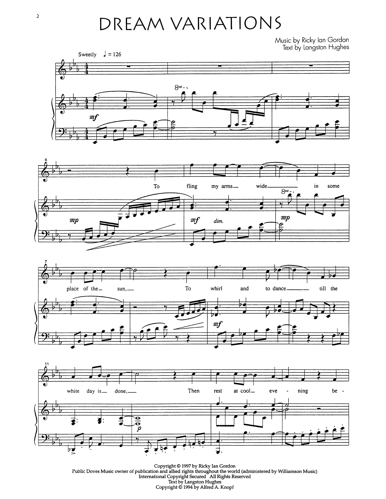 Download Audra McDonald Dream Variations Sheet Music and learn how to play Piano & Vocal PDF digital score in minutes