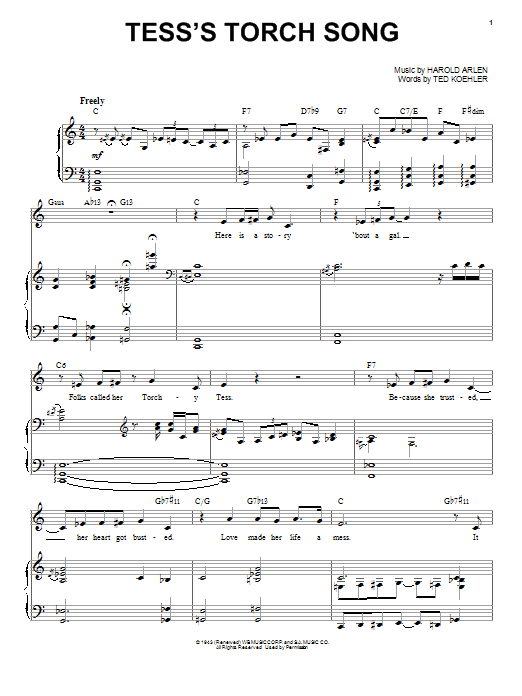 Download Audra McDonald Tess's Torch Song Sheet Music and learn how to play Piano & Vocal PDF digital score in minutes