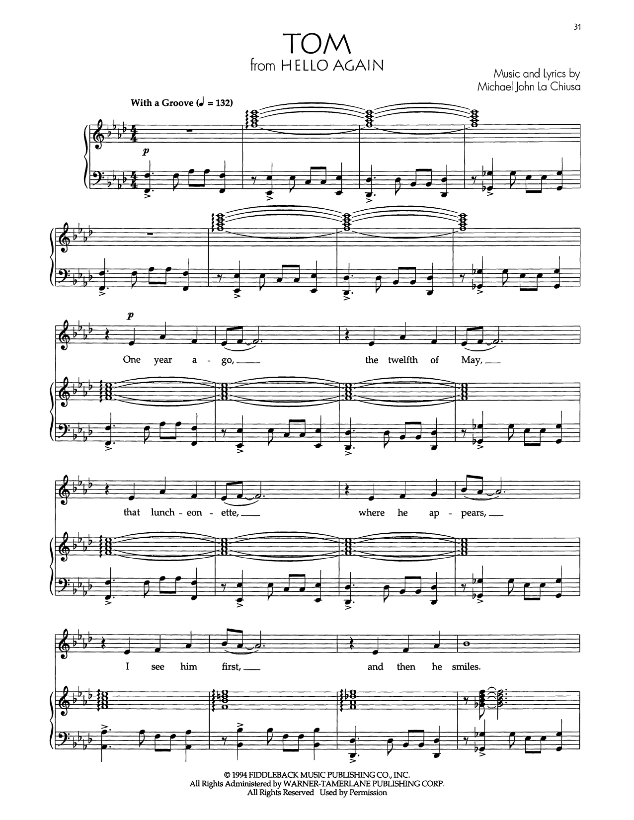 Download Audra McDonald Tom Sheet Music and learn how to play Piano & Vocal PDF digital score in minutes
