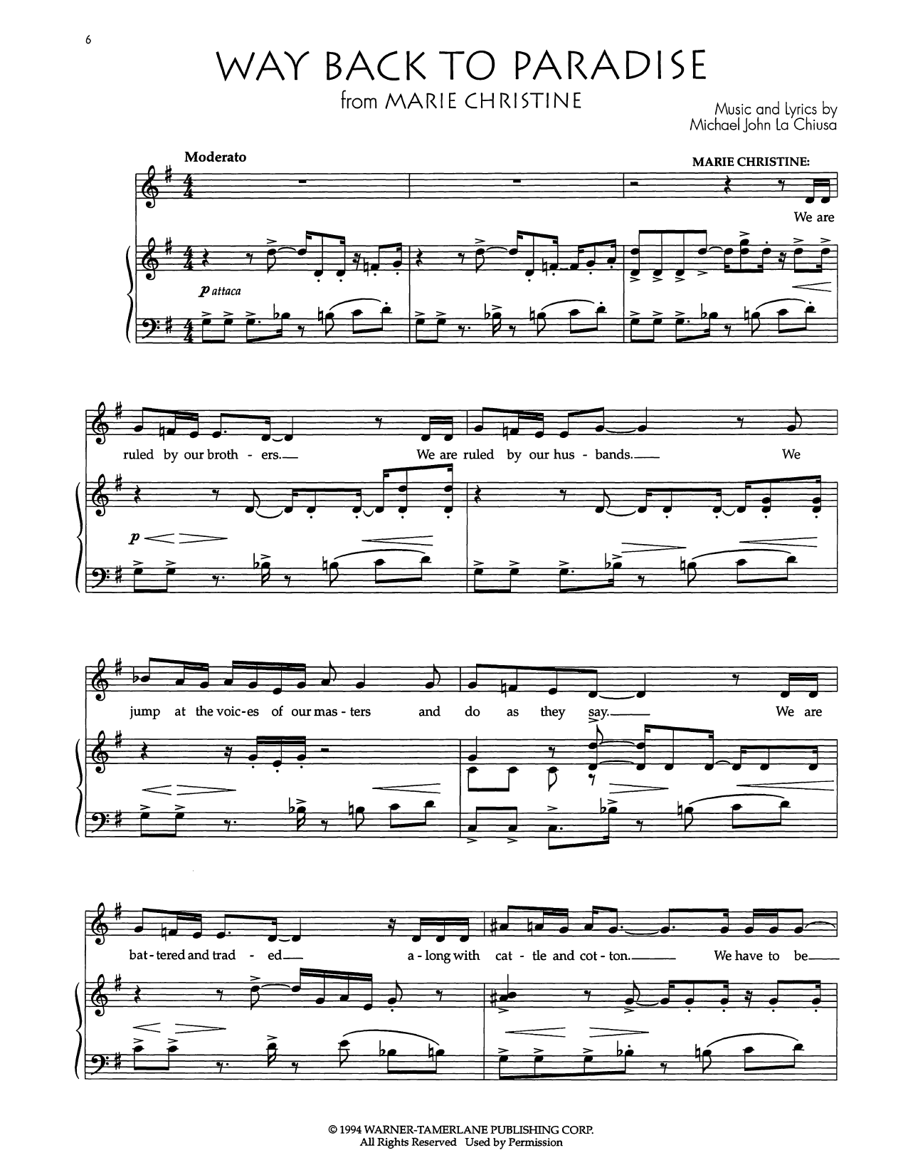 Download Audra McDonald Way Back To Paradise Sheet Music and learn how to play Piano & Vocal PDF digital score in minutes