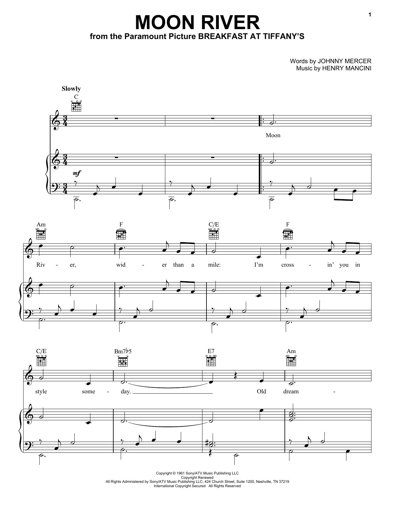 Download Andy Williams Sheet Music and learn how to play Piano, Vocal & Guitar (Right-Hand Melody) PDF score in minutes