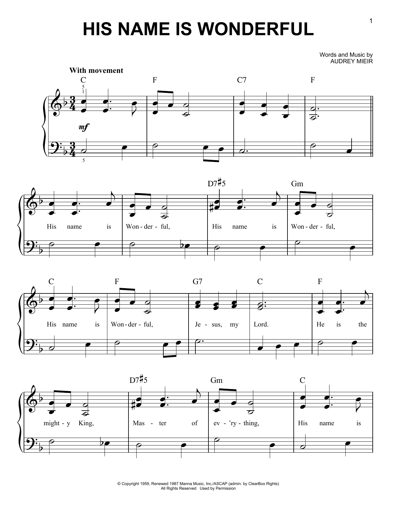 Download Audrey Mieir His Name Is Wonderful Sheet Music and learn how to play Solo Guitar PDF digital score in minutes