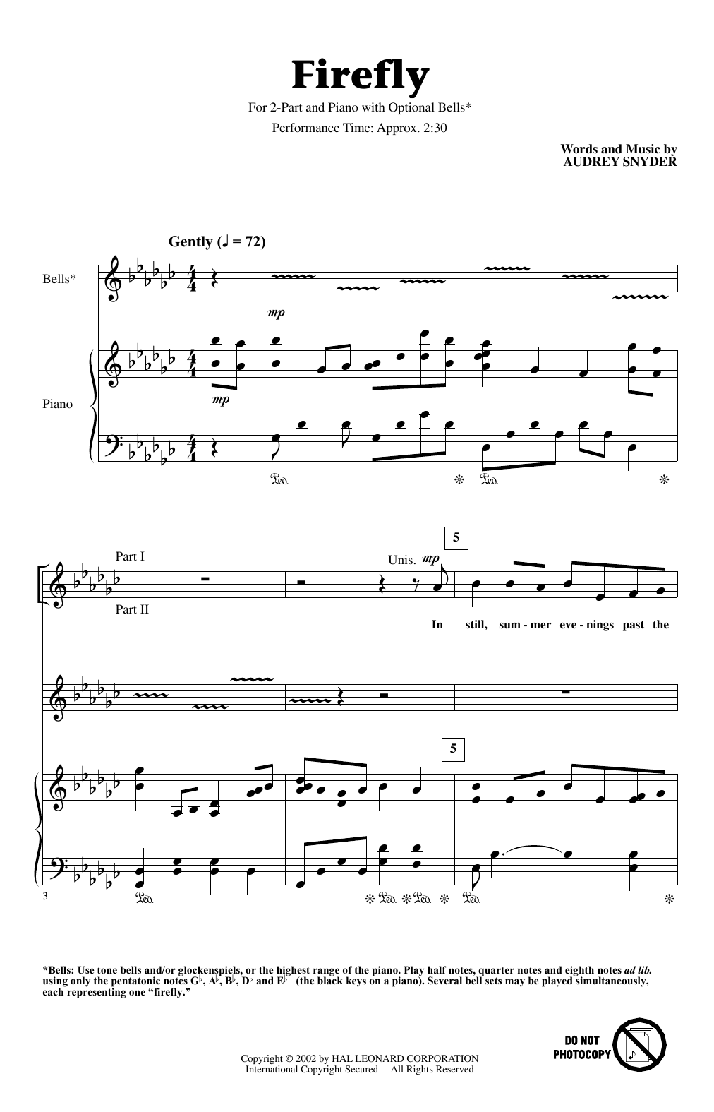 Download Audrey Snyder Firefly Sheet Music and learn how to play 2-Part Choir PDF digital score in minutes