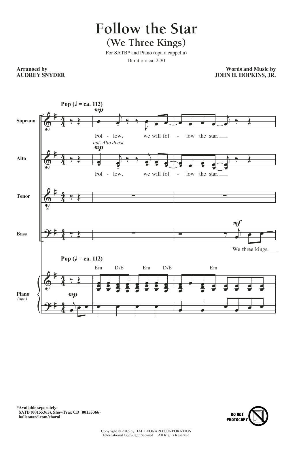Download Audrey Snyder Follow The Star Sheet Music and learn how to play SATB PDF digital score in minutes