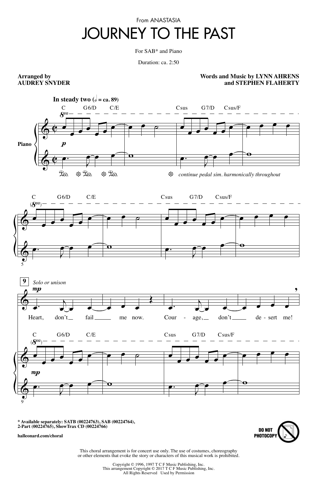 Download Audrey Snyder Journey To The Past Sheet Music and learn how to play SAB PDF digital score in minutes