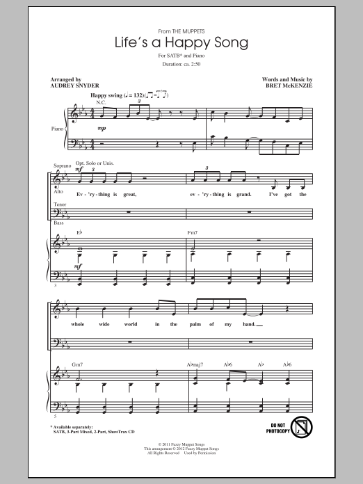 Download Audrey Snyder Life's A Happy Song Sheet Music and learn how to play 2-Part Choir PDF digital score in minutes