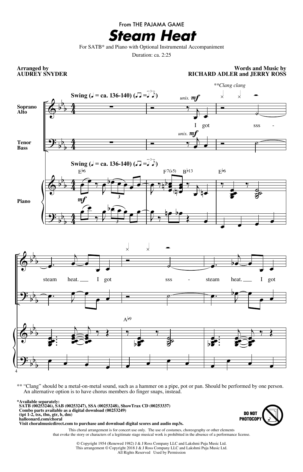 Download Audrey Snyder Steam Heat Sheet Music and learn how to play SATB Choir PDF digital score in minutes