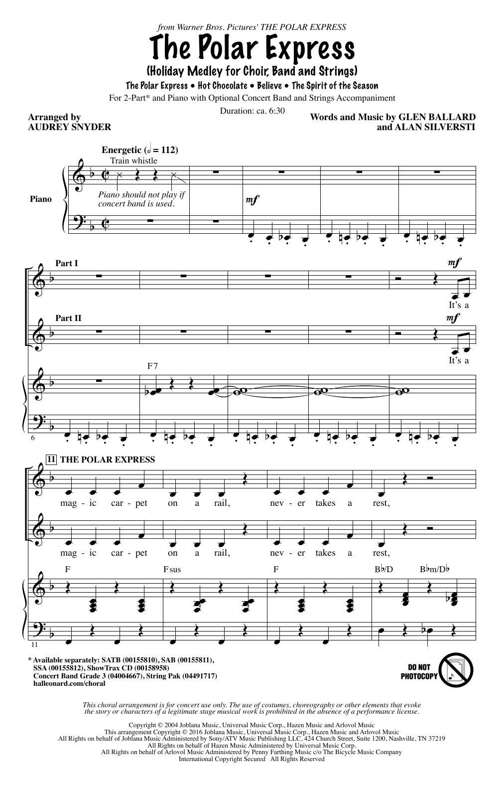 Download Audrey Snyder The Polar Express (Holiday Medley) Sheet Music and learn how to play SAB PDF digital score in minutes