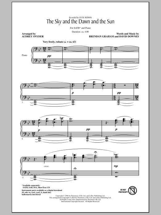 Download Audrey Snyder The Sky And The Dawn And The Sun Sheet Music and learn how to play SATB Choir PDF digital score in minutes