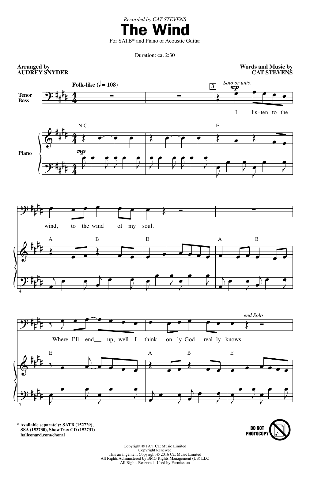 Download Audrey Snyder The Wind Sheet Music and learn how to play SATB PDF digital score in minutes