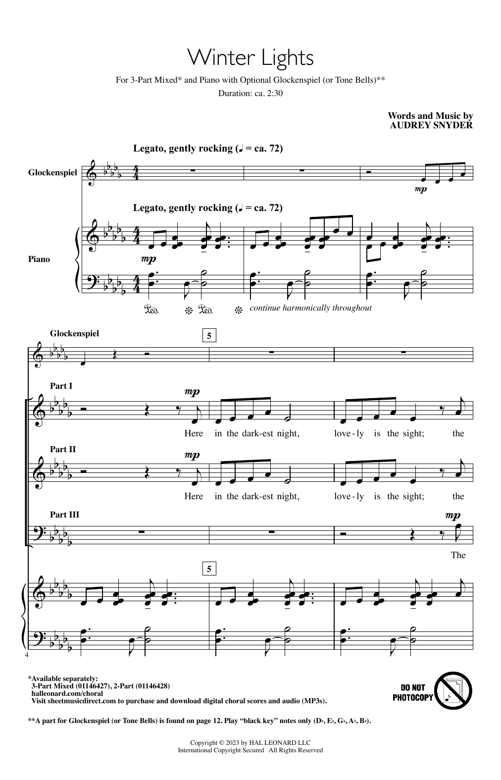Download Audrey Snyder Winter Lights Sheet Music and learn how to play 2-Part Choir PDF digital score in minutes