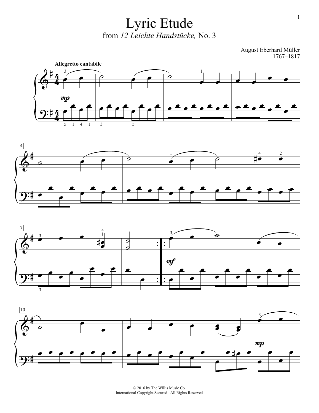 Download August Eberhard Muller Lyric Etude Sheet Music and learn how to play Educational Piano PDF digital score in minutes