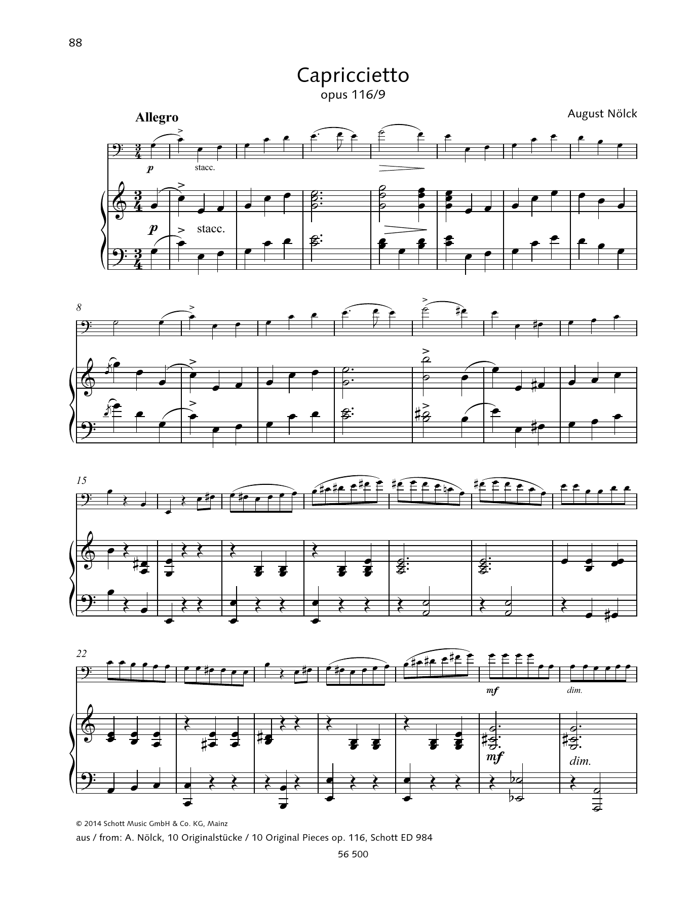 Download August Nölck Capriccietto Sheet Music and learn how to play String Solo PDF digital score in minutes