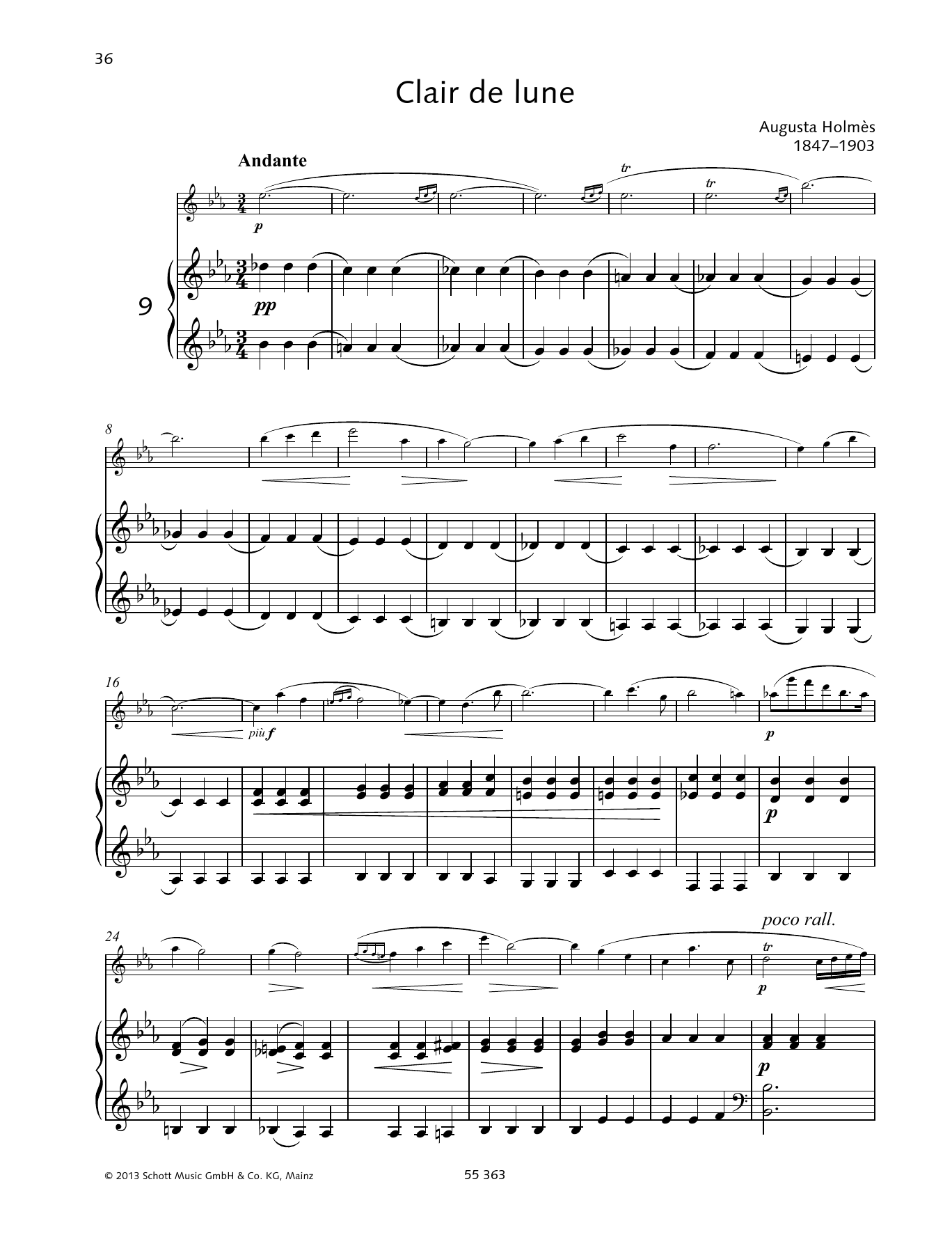 Download Augusta Holmès Clair de Lune Sheet Music and learn how to play Woodwind Solo PDF digital score in minutes