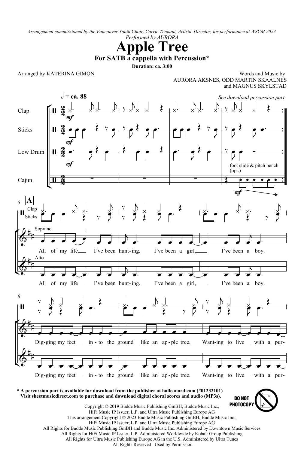 Download Aurora Apple Tree (arr. Katerina Gimon) Sheet Music and learn how to play SATB Choir PDF digital score in minutes
