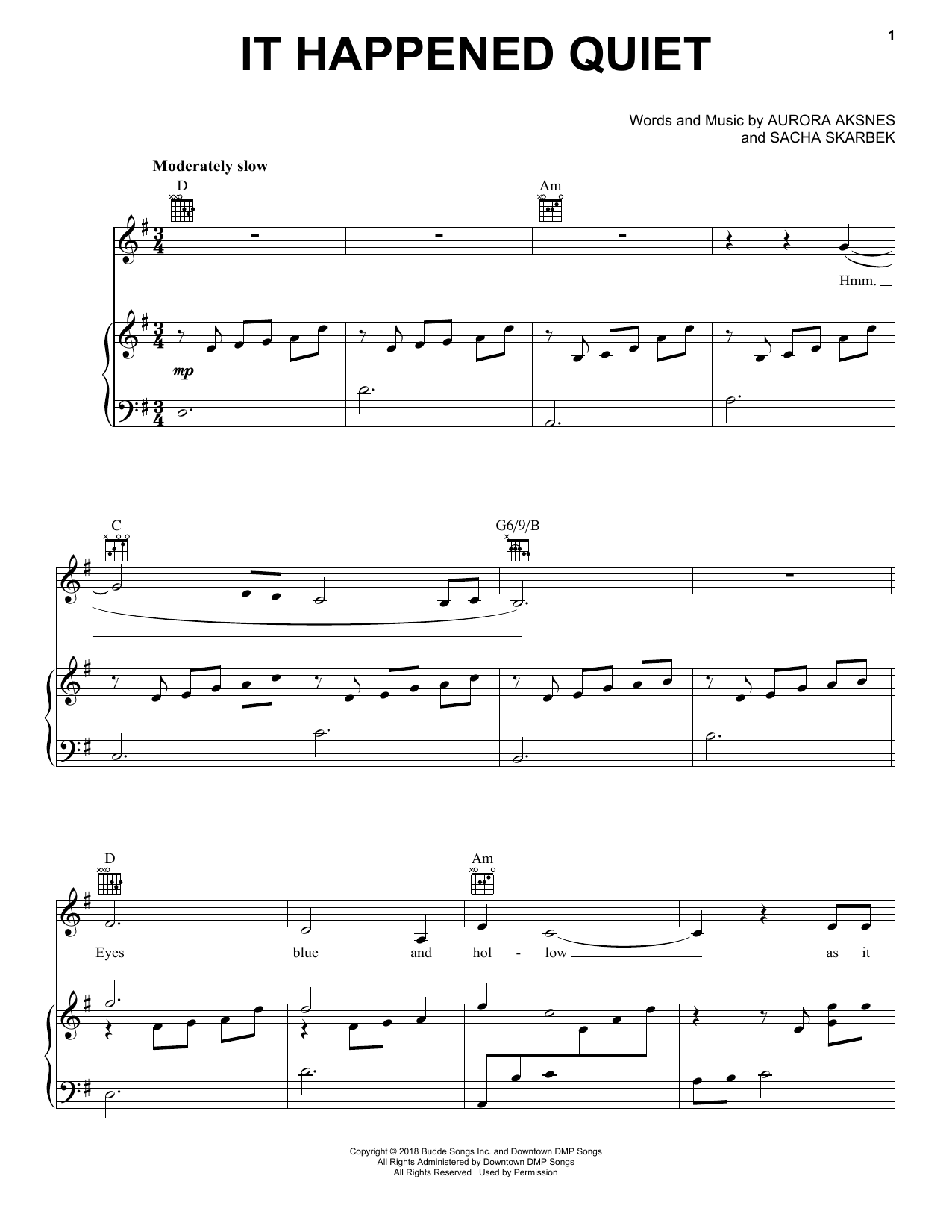Download Aurora Sheet Music and learn how to play Piano, Vocal & Guitar Chords (Right-Hand Melody) PDF score in minutes