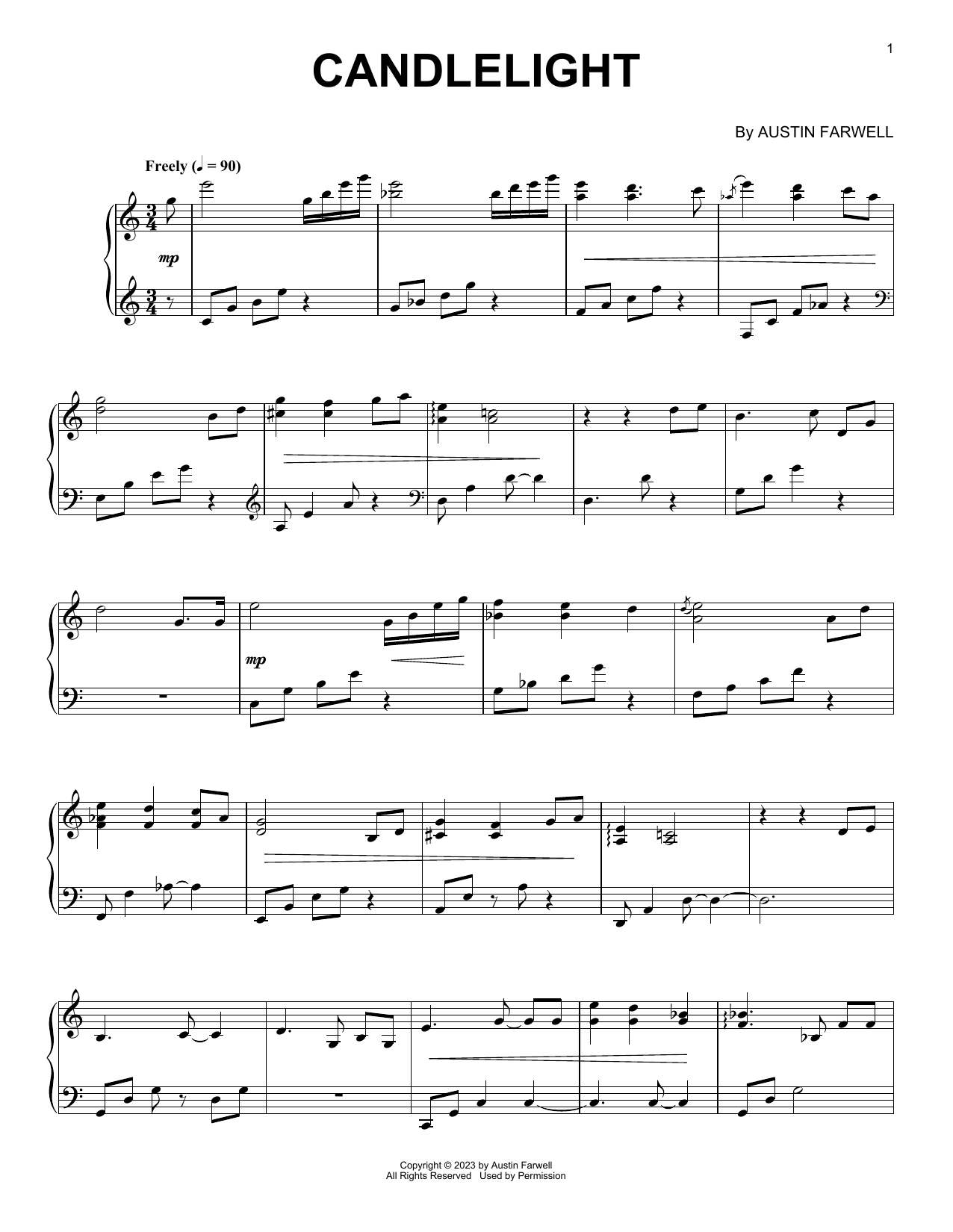 Download Austin Farwell Candlelight Sheet Music and learn how to play Piano Solo PDF digital score in minutes