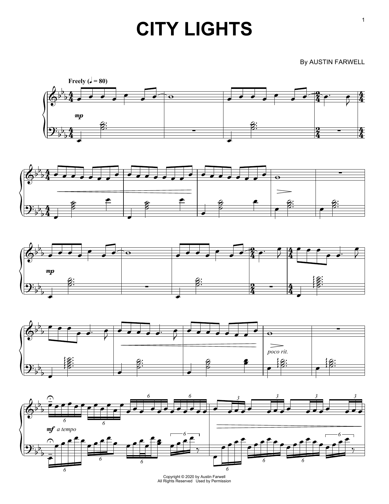 Download Austin Farwell City Lights Sheet Music and learn how to play Piano Solo PDF digital score in minutes