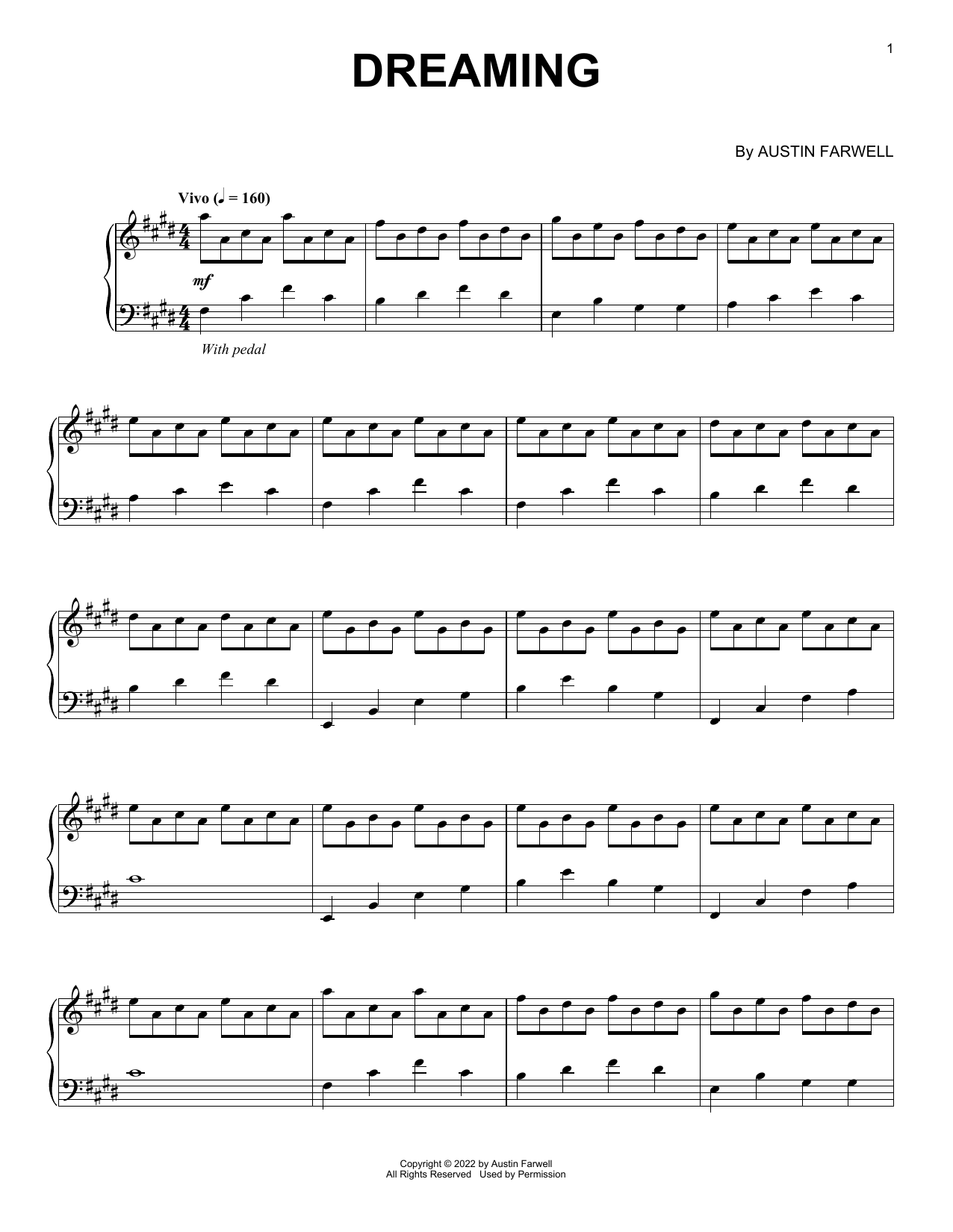 Download Austin Farwell Dreaming Sheet Music and learn how to play Piano Solo PDF digital score in minutes