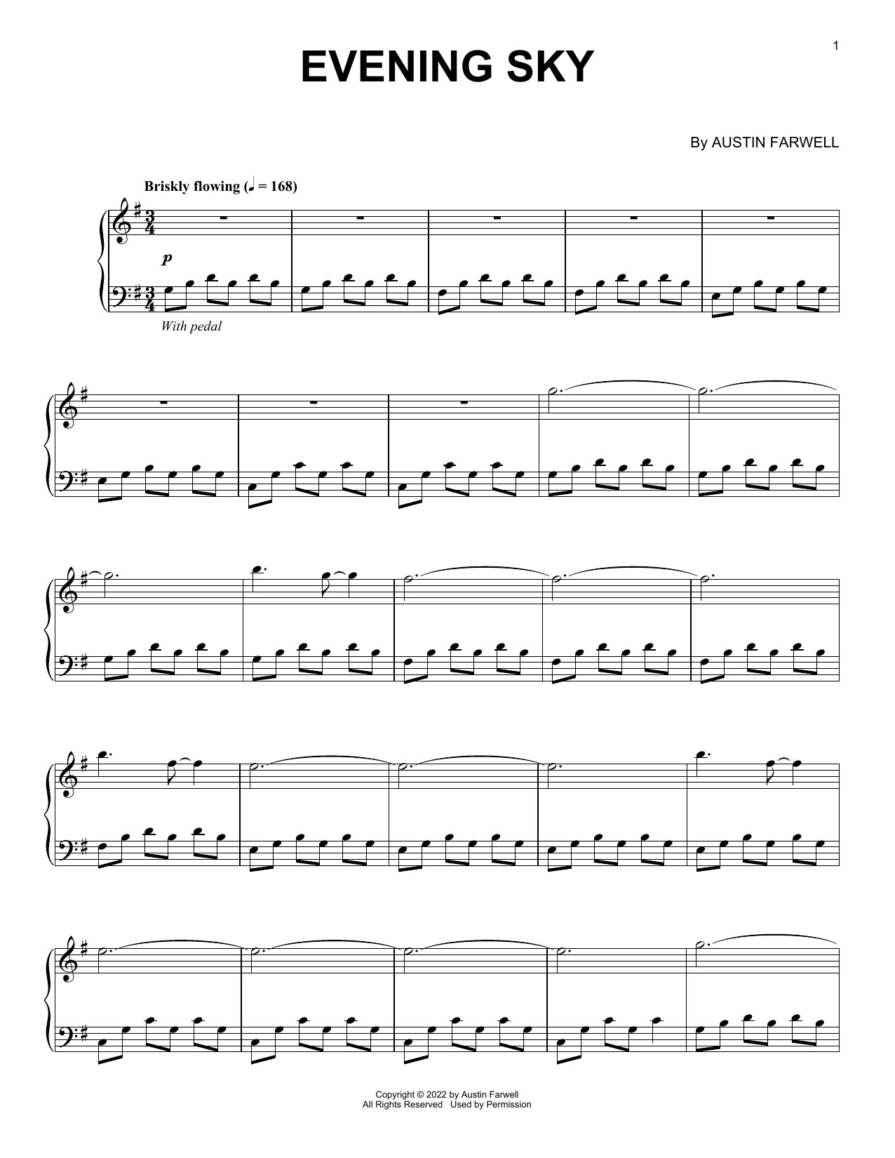 Download Austin Farwell Evening Sky Sheet Music and learn how to play Piano Solo PDF digital score in minutes