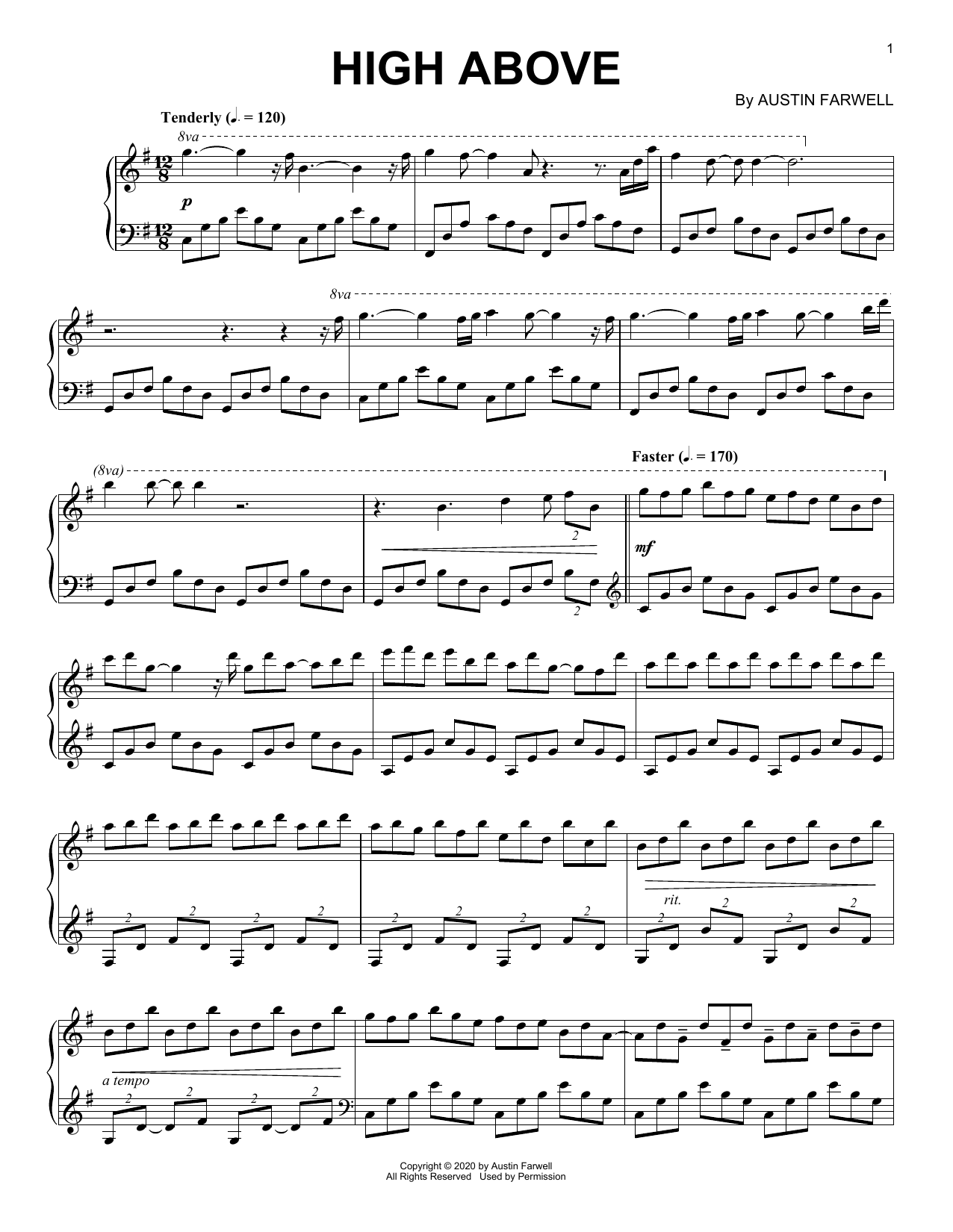 Download Austin Farwell High Above Sheet Music and learn how to play Piano Solo PDF digital score in minutes