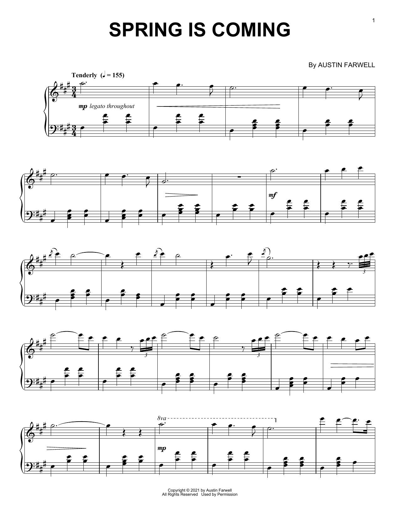 Download Austin Farwell Spring Is Coming Sheet Music and learn how to play Piano Solo PDF digital score in minutes