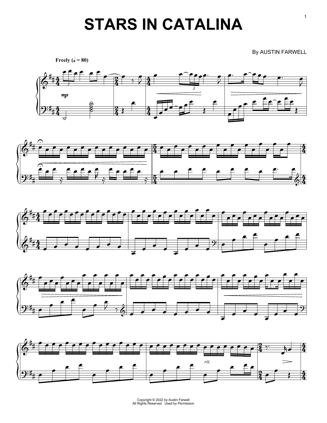 Download Austin Farwell Stars In Catalina Sheet Music and learn how to play Piano Solo PDF digital score in minutes