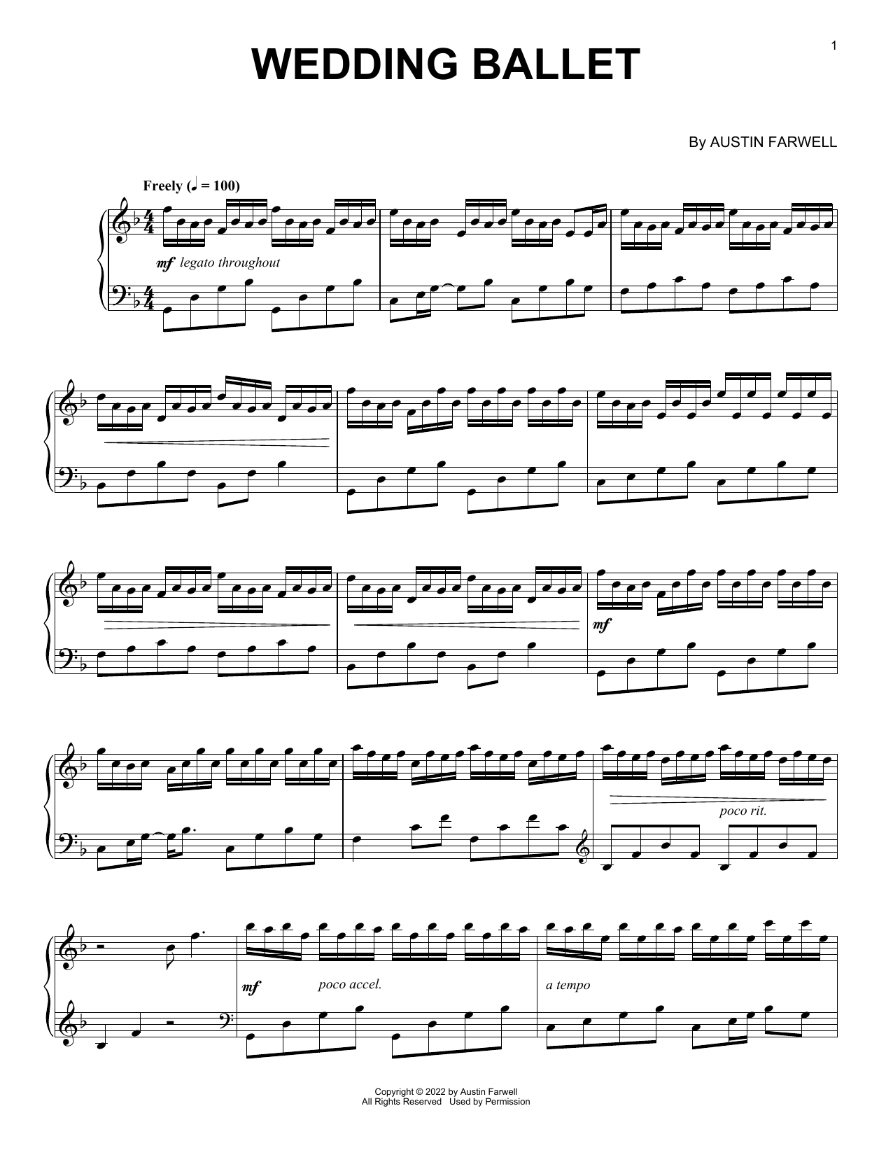 Download Austin Farwell Wedding Ballet Sheet Music and learn how to play Piano Solo PDF digital score in minutes