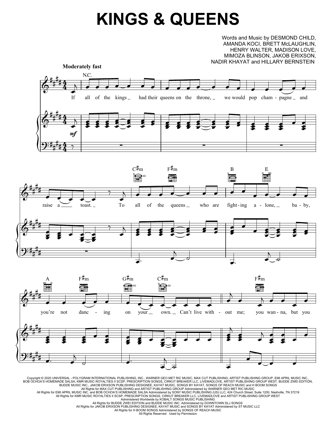 Download Ava Max Kings & Queens Sheet Music and learn how to play Super Easy Piano PDF digital score in minutes