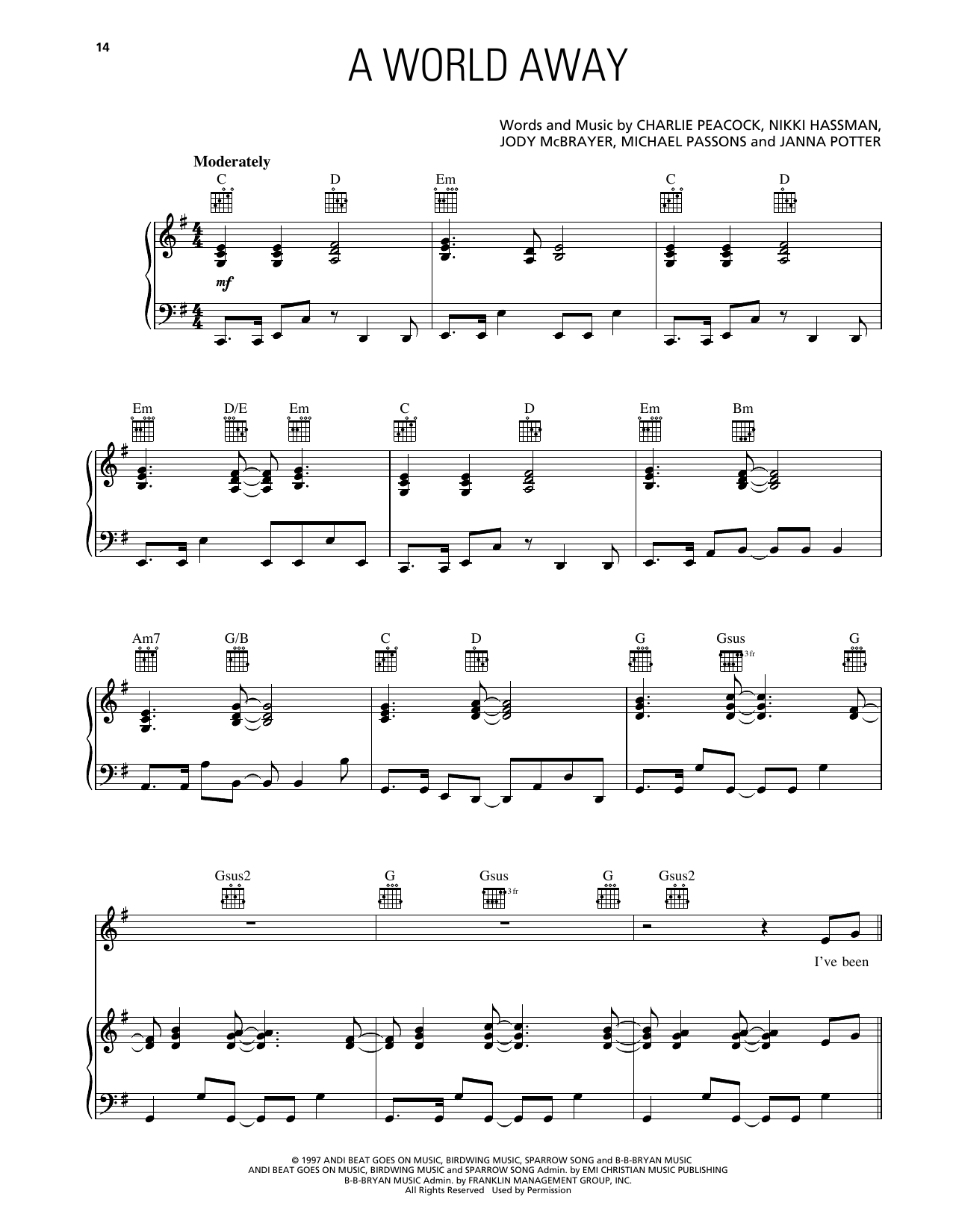 Download Avalon A World Away Sheet Music and learn how to play Piano, Vocal & Guitar Chords (Right-Hand Melody) PDF digital score in minutes