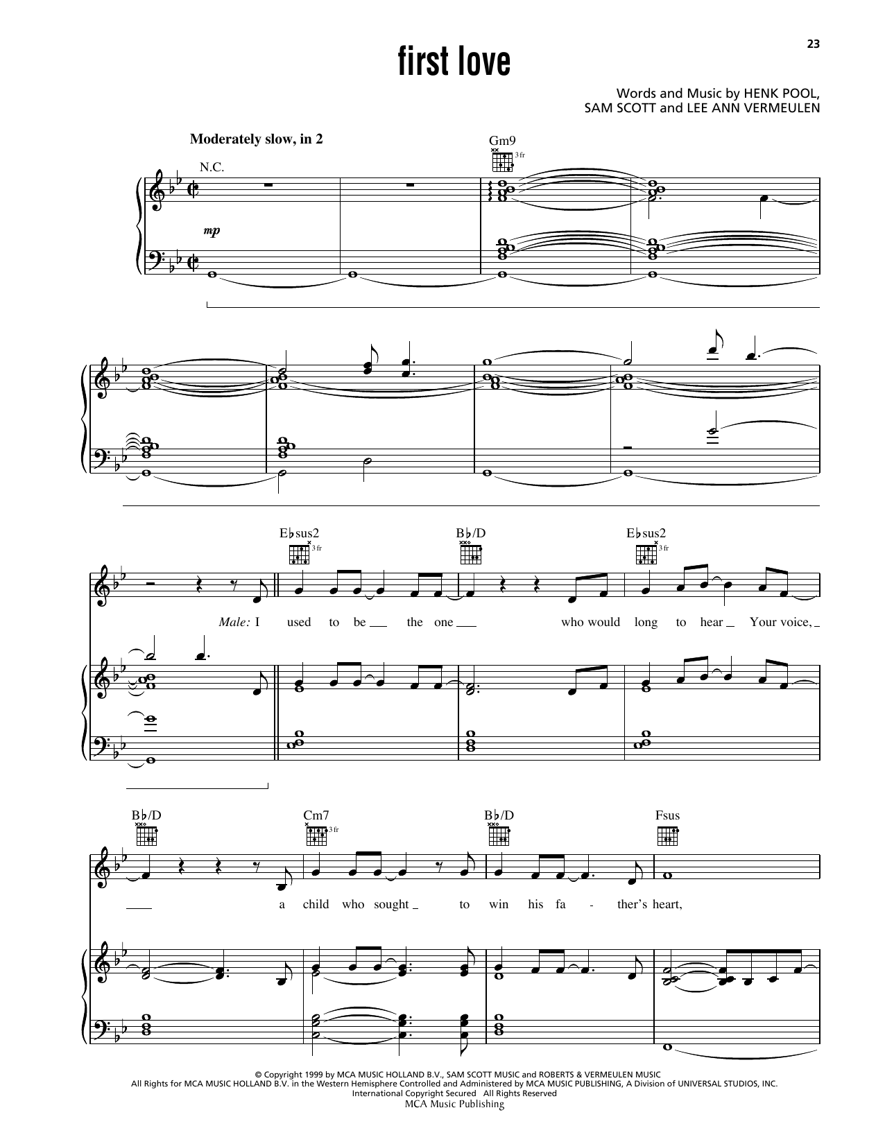 Download Avalon First Love Sheet Music and learn how to play Piano, Vocal & Guitar Chords (Right-Hand Melody) PDF digital score in minutes