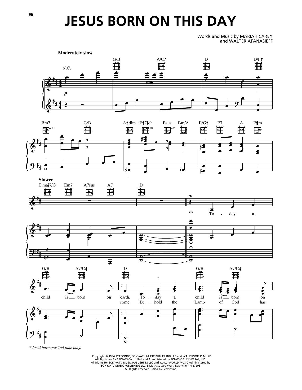 Download Avalon Jesus Born On This Day Sheet Music and learn how to play Piano, Vocal & Guitar Chords (Right-Hand Melody) PDF digital score in minutes
