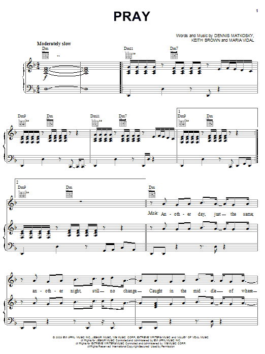 Download Avalon Pray Sheet Music and learn how to play Piano, Vocal & Guitar (Right-Hand Melody) PDF digital score in minutes