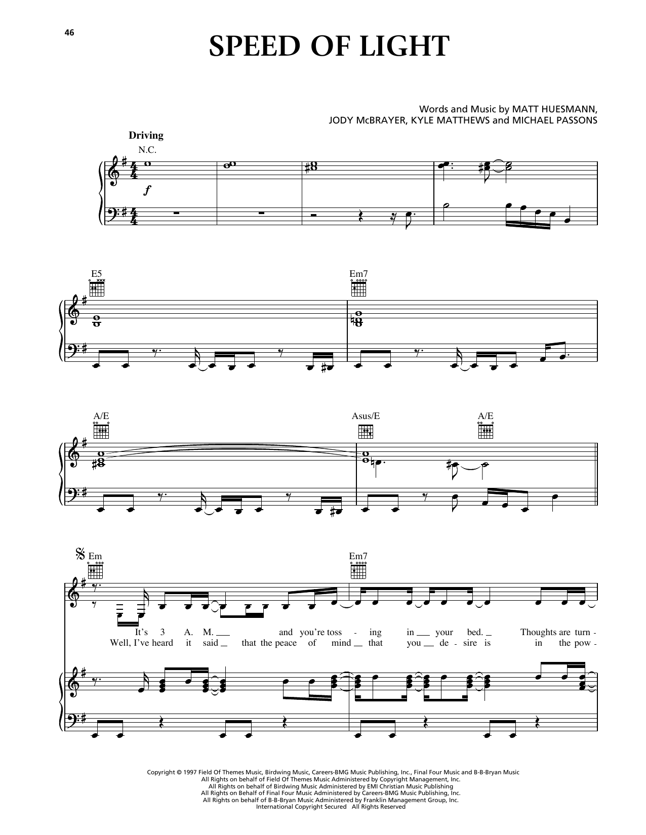 Download Avalon Speed Of Light Sheet Music and learn how to play Piano, Vocal & Guitar Chords (Right-Hand Melody) PDF digital score in minutes