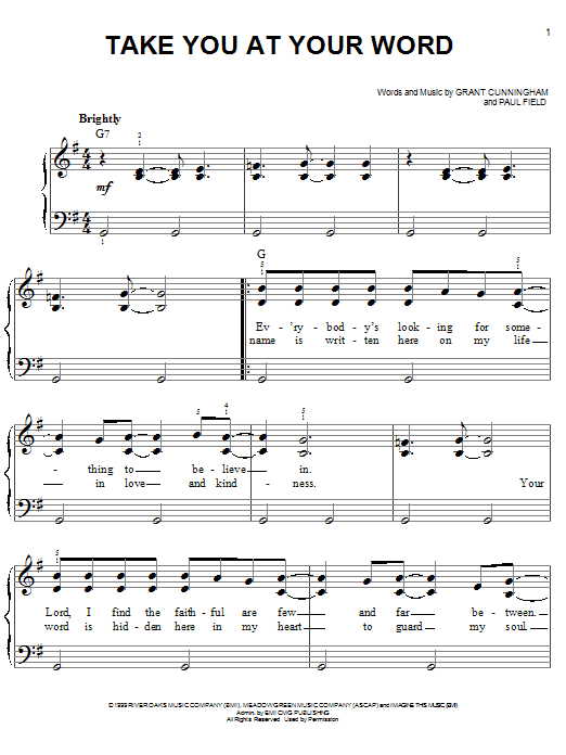 Download Avalon Take You At Your Word Sheet Music and learn how to play Piano, Vocal & Guitar Chords (Right-Hand Melody) PDF digital score in minutes