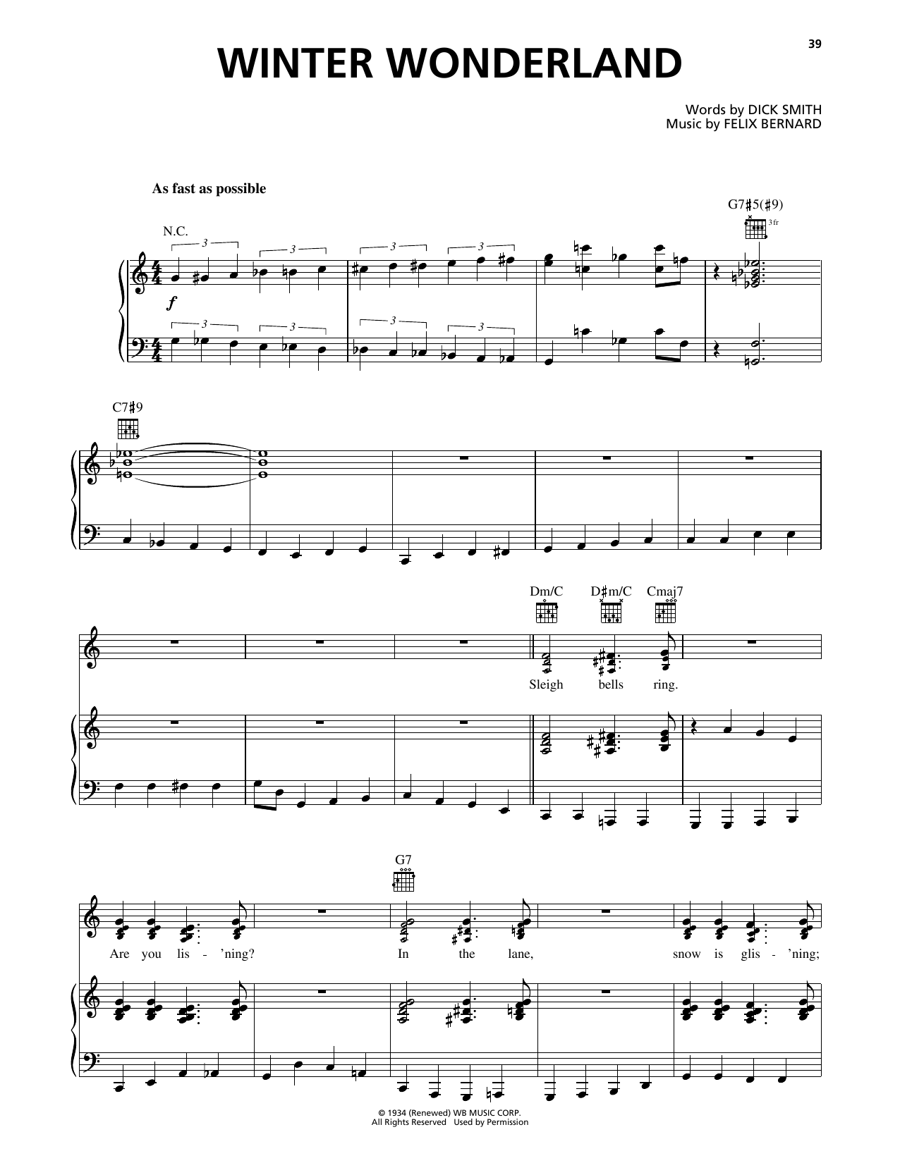 Download Avalon Winter Wonderland Sheet Music and learn how to play Piano, Vocal & Guitar Chords (Right-Hand Melody) PDF digital score in minutes