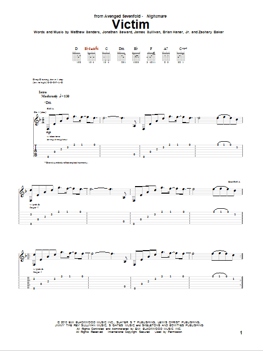 Download Avenged Sevenfold Victim Sheet Music and learn how to play Bass Guitar Tab PDF digital score in minutes