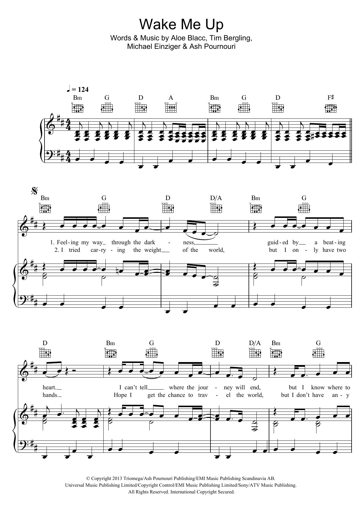 Download Avicii Wake Me Up Sheet Music and learn how to play Beginner Piano PDF digital score in minutes