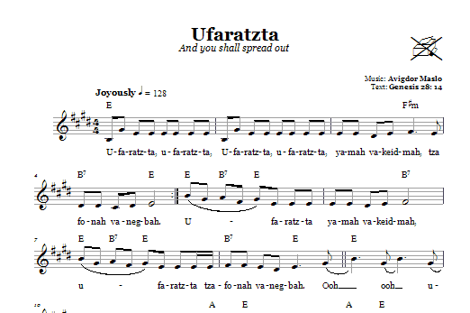 Download Avigdor Maslo Ufaratzta (And You Shall Spread Out) Sheet Music and learn how to play Melody Line, Lyrics & Chords PDF digital score in minutes