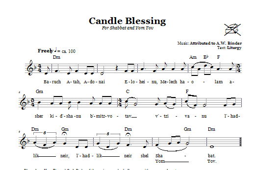 Download A.W. Binder Candle Blessings (For Shabbat and Yom Tov) Sheet Music and learn how to play Melody Line, Lyrics & Chords PDF digital score in minutes