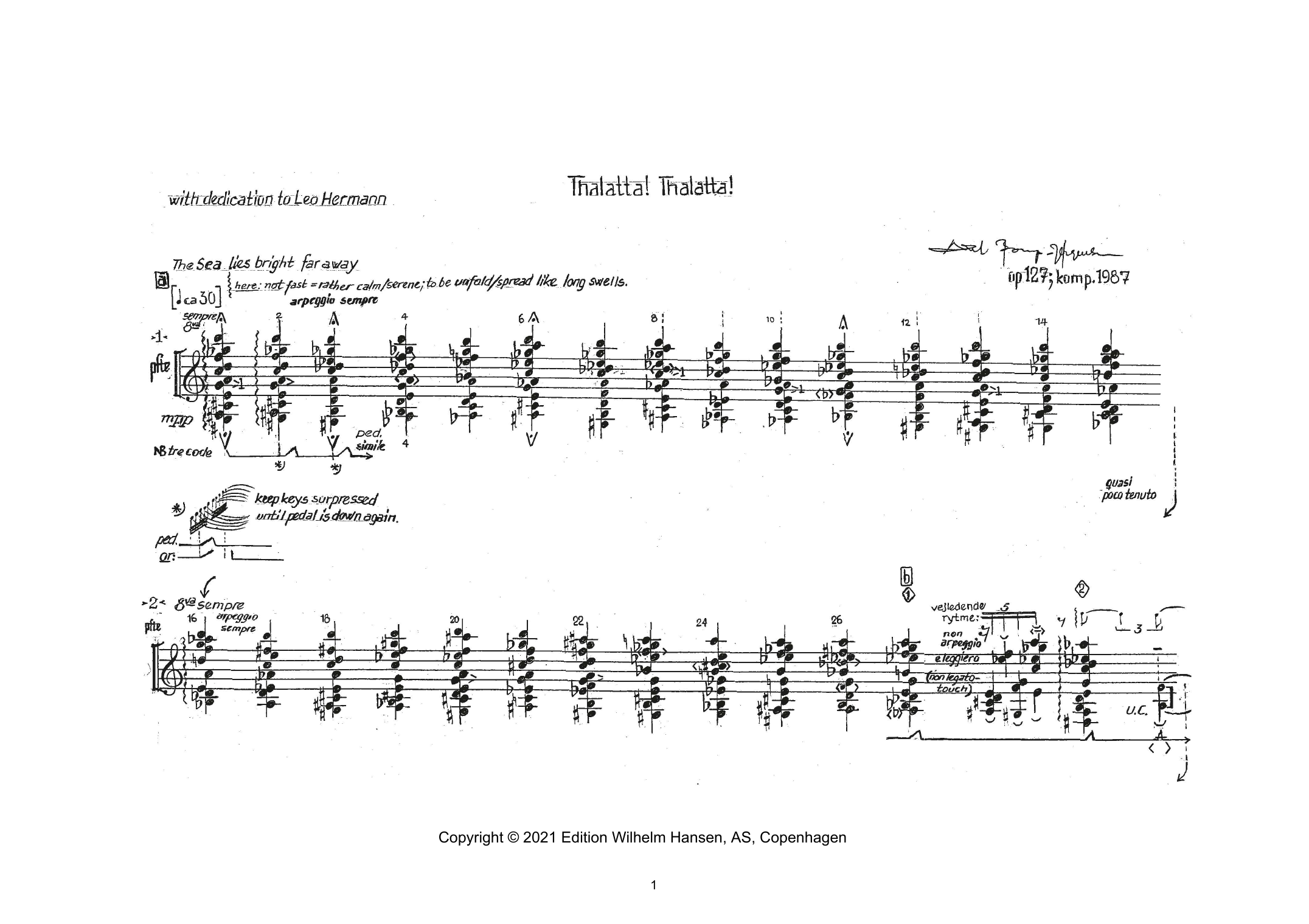 Download Nico Muhly Thalatta! Thalatta! Sheet Music and learn how to play Piano Solo PDF digital score in minutes
