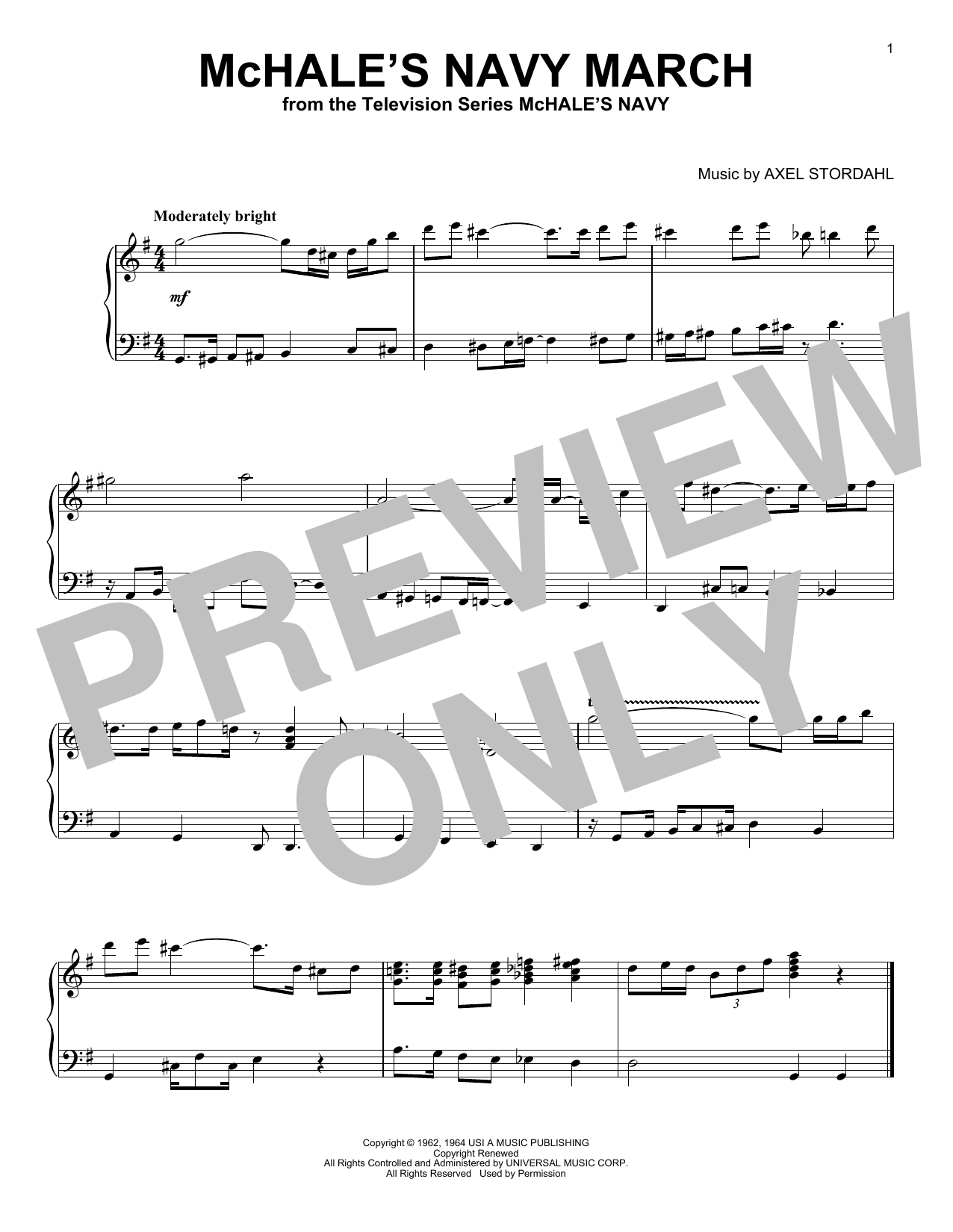 Download Axel Stordahl McHale's Navy March Sheet Music and learn how to play Piano Solo PDF digital score in minutes