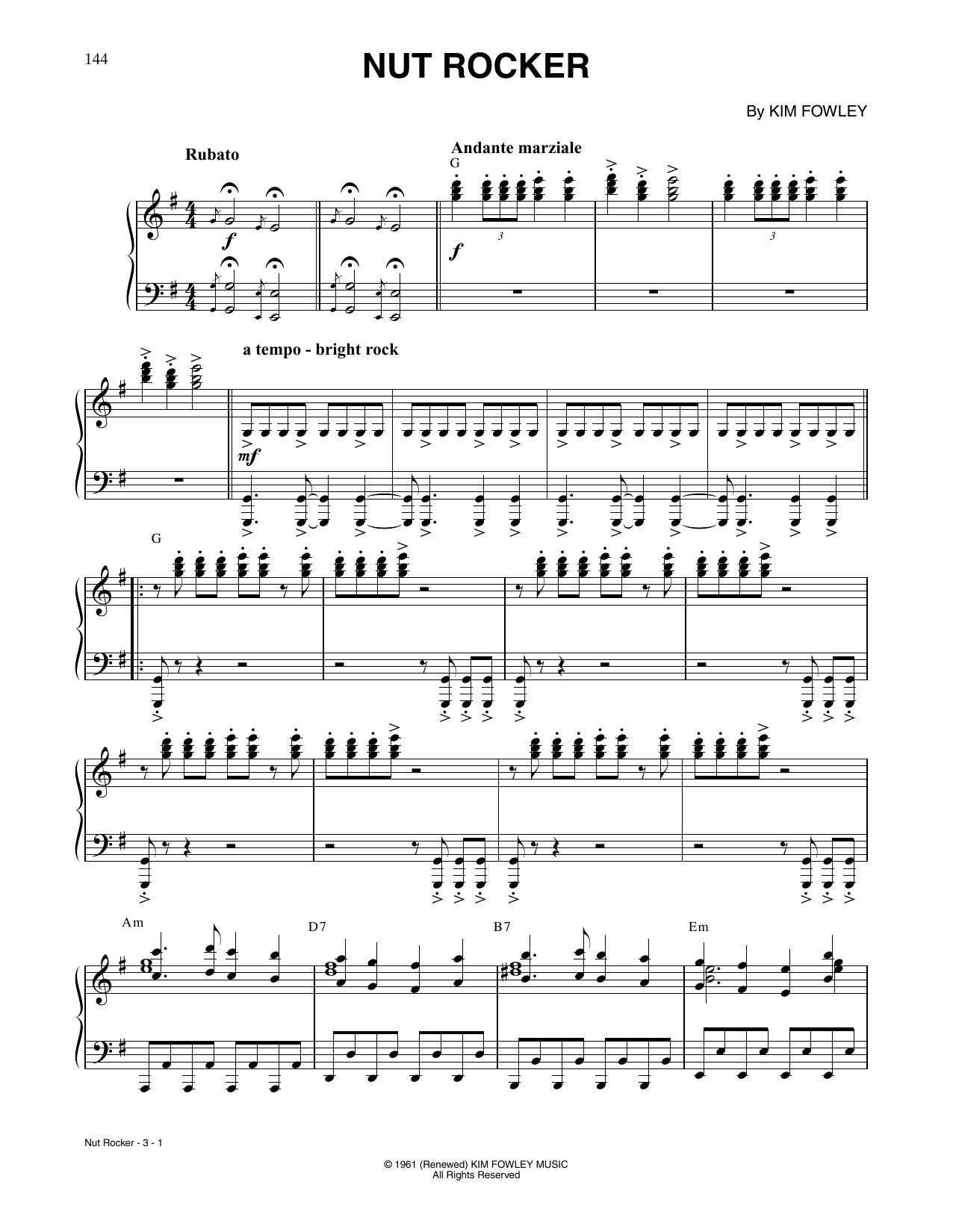 Download B. Bumble & The Stingers Nut Rocker Sheet Music and learn how to play Piano Solo PDF digital score in minutes