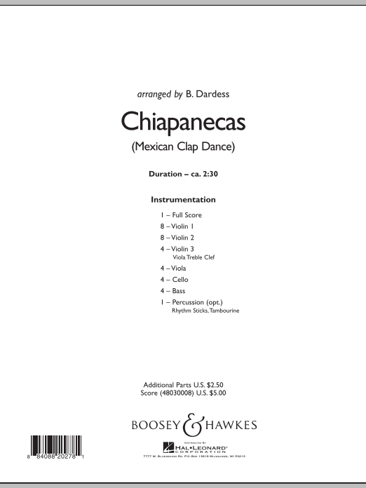 Download B. Dardess Chiapanecas (Mexican Clap Dance) - Conductor Score (Full Score) Sheet Music and learn how to play Orchestra PDF digital score in minutes