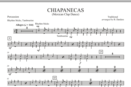 Download B. Dardess Chiapanecas (Mexican Clap Dance) - Percussion Sheet Music and learn how to play Orchestra PDF digital score in minutes