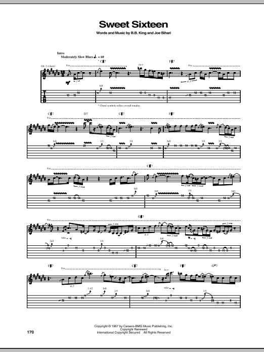 Download B.B. King Sweet Sixteen Sheet Music and learn how to play Guitar Tab PDF digital score in minutes