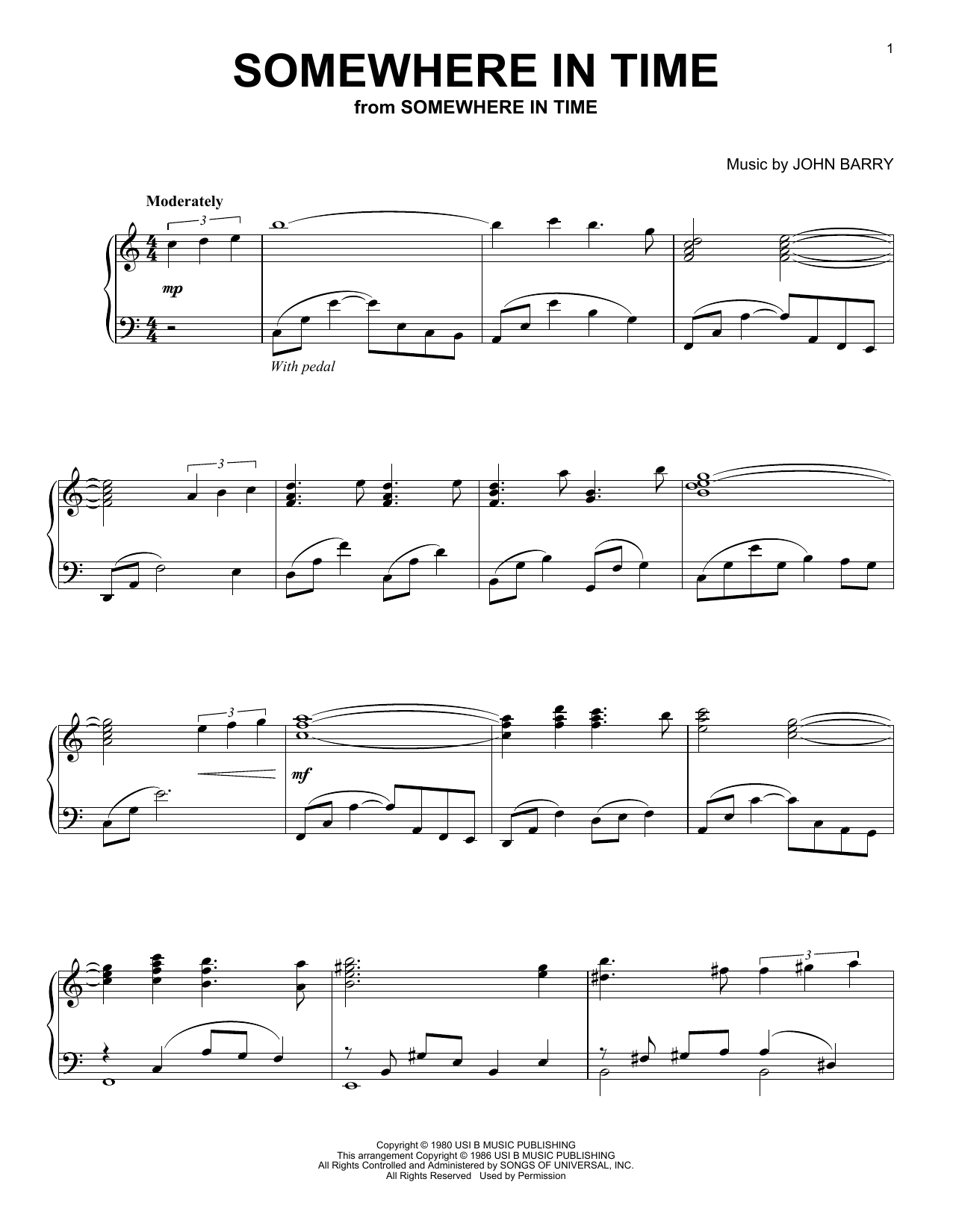 Download B.A. Robertson Somewhere In Time Sheet Music and learn how to play Piano PDF digital score in minutes