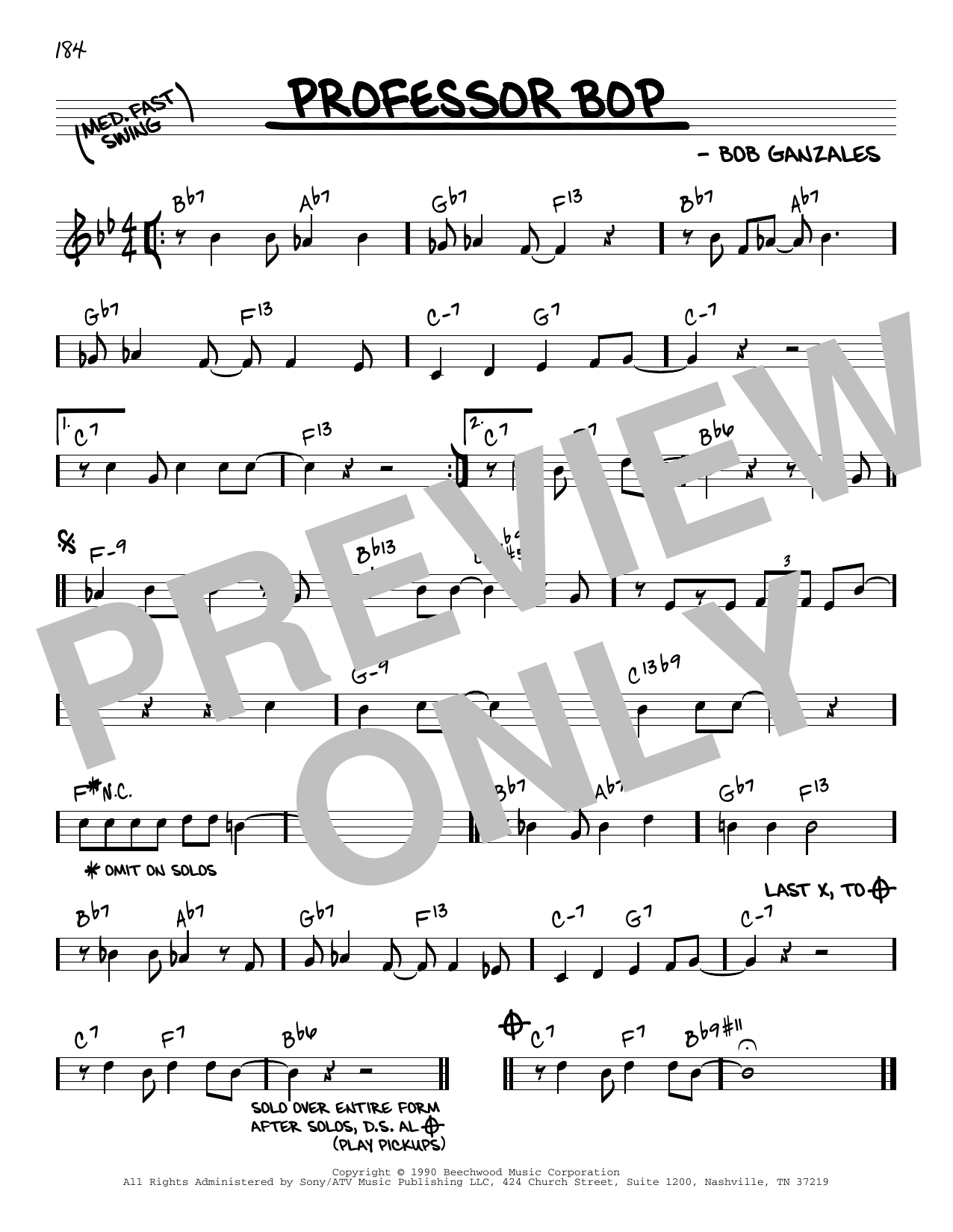 Download Babs Gonzales Professor Bop Sheet Music and learn how to play Real Book – Melody & Chords PDF digital score in minutes
